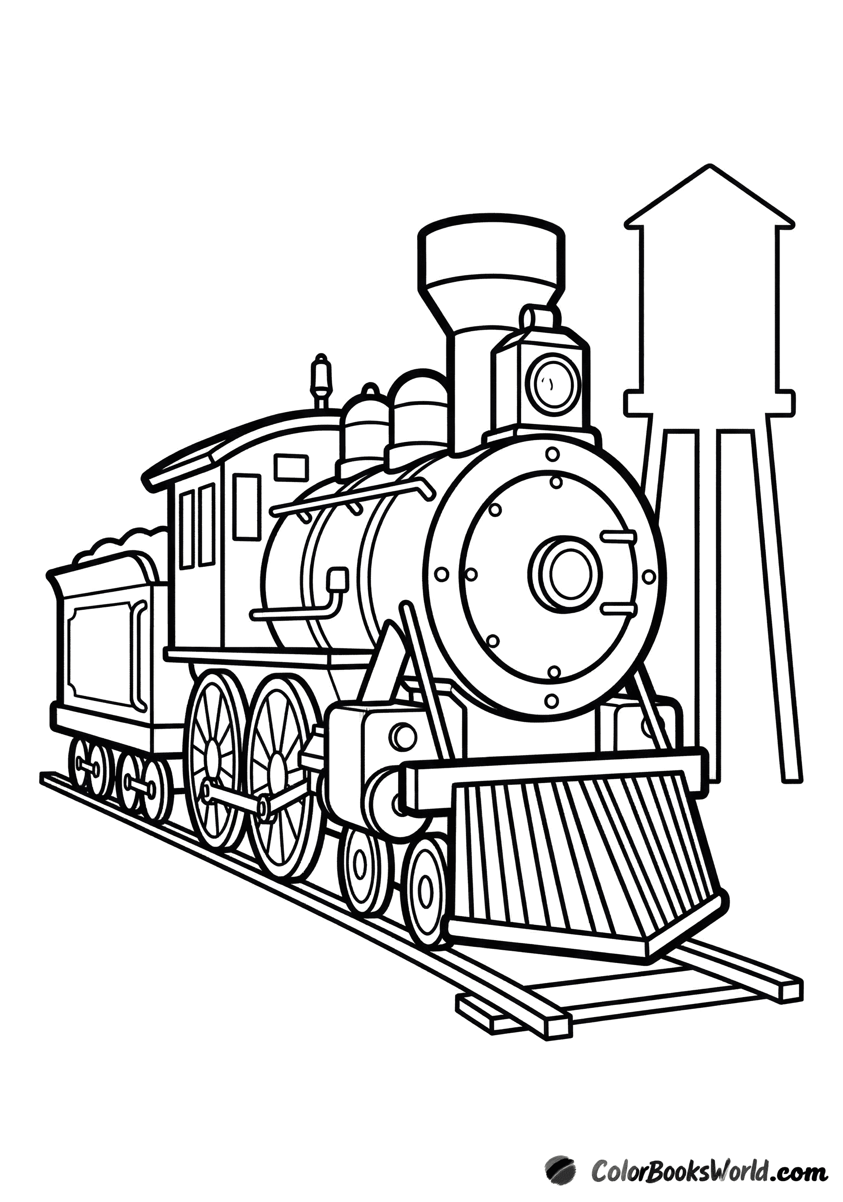 A classic steam locomotive with a coal tender on tracks beside a water tower.