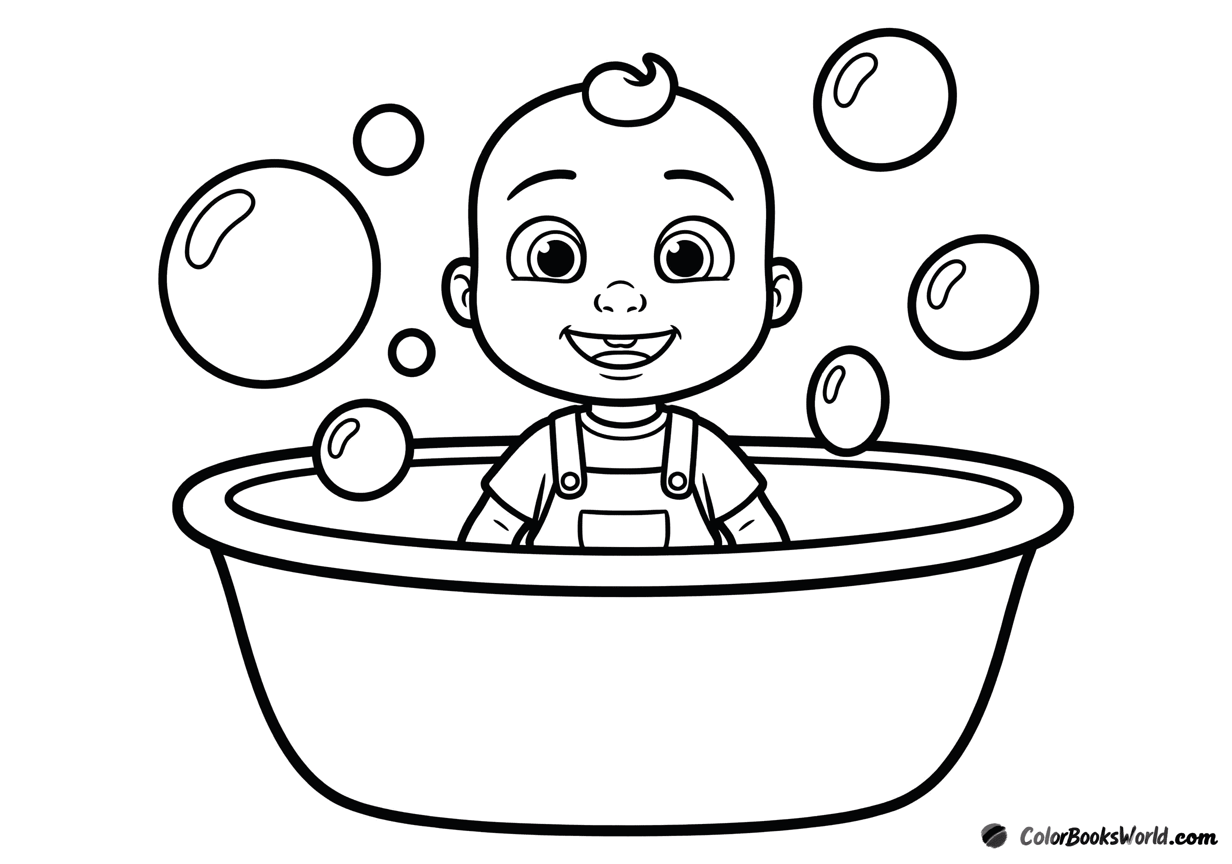 Baby JJ sits in a bathtub surrounded by large soap bubbles.
