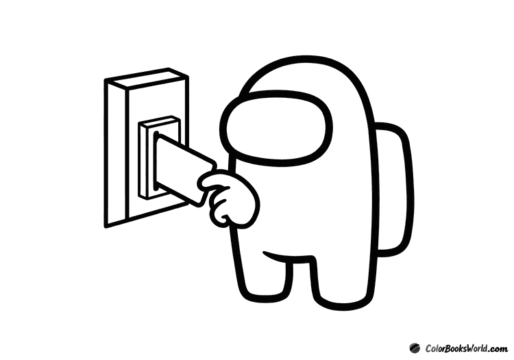 An Among Us crewmate stands at a card reader holding an ID card, ready to swipe.