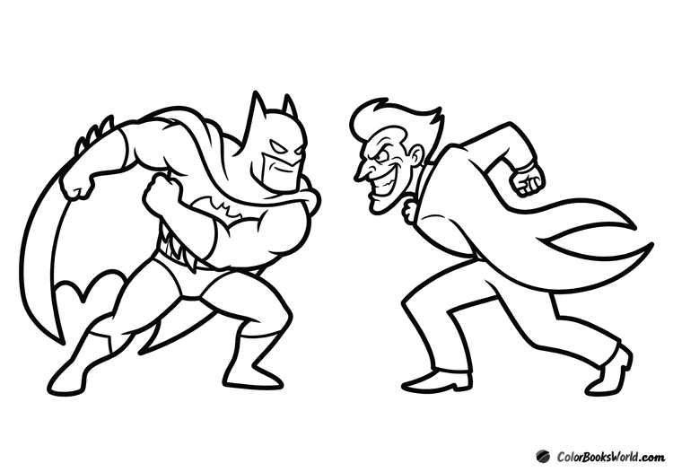 Batman and the Joker face each other in a dynamic comic-style pose.