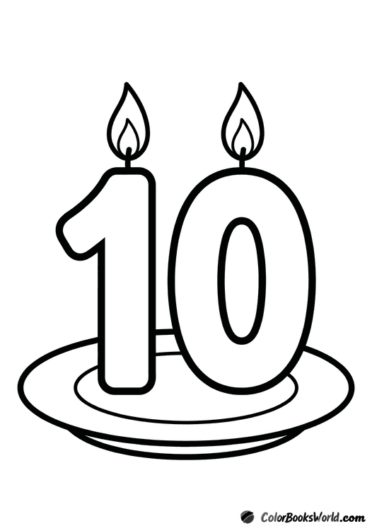 Two number-shaped birthday candles with flames standing on a small plate.