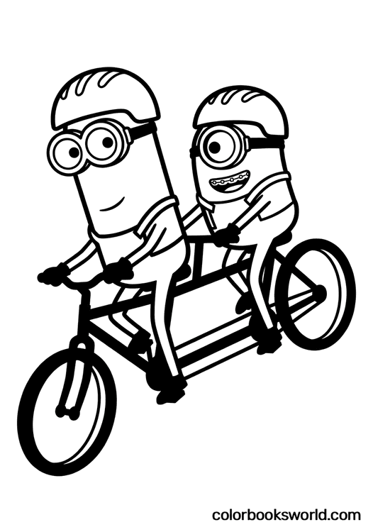 Kevin and Otto ride a cartoon tandem bike together, wearing simple helmets.