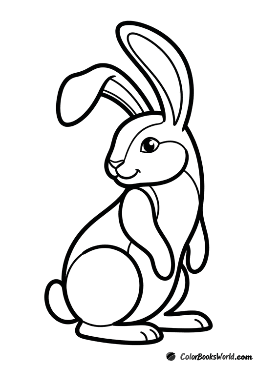 A cute cartoon rabbit in three-quarter view turns its head back to look at the viewer.