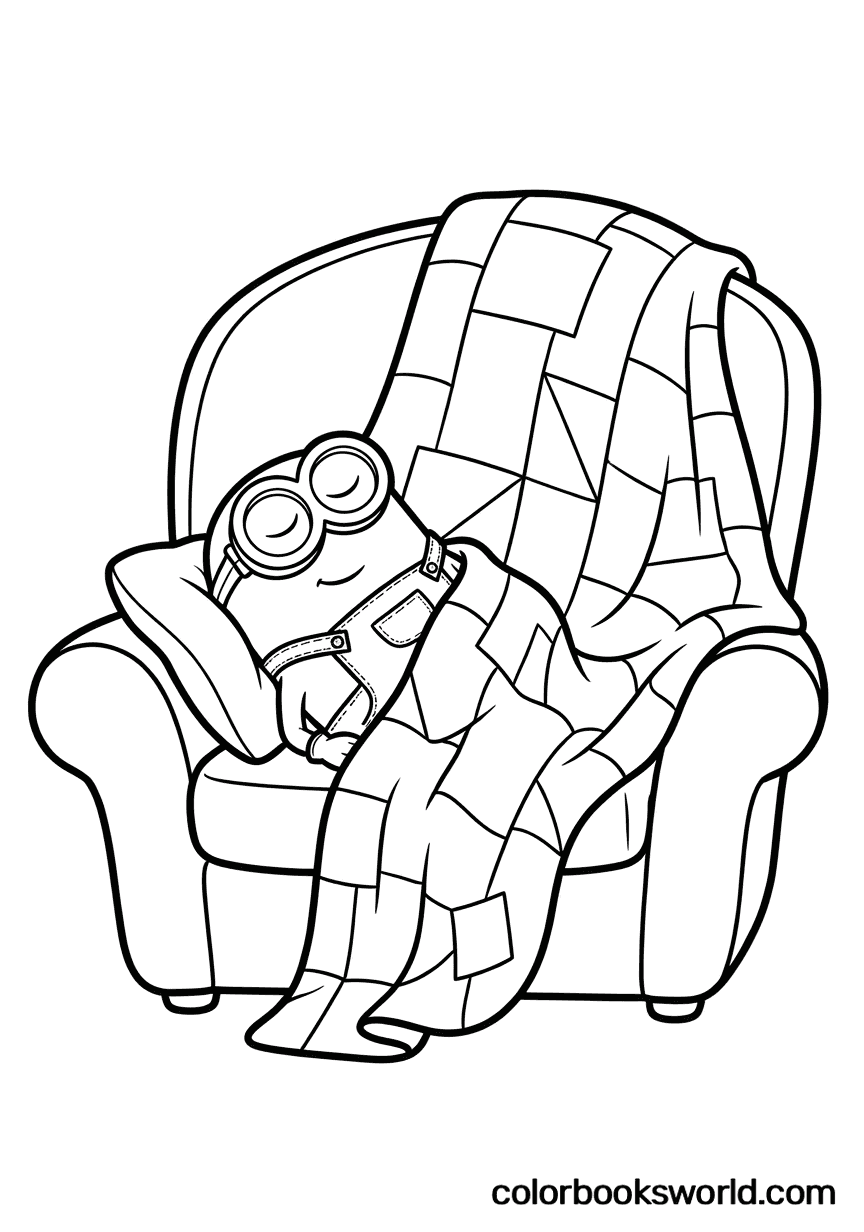 Bob sleeps curled up in an oversized armchair under a patchwork blanket, smiling softly.