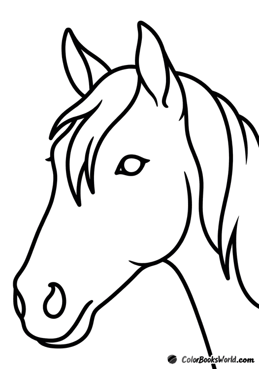 Side-profile close-up of a horse’s head and neck with large, simple sections for coloring.