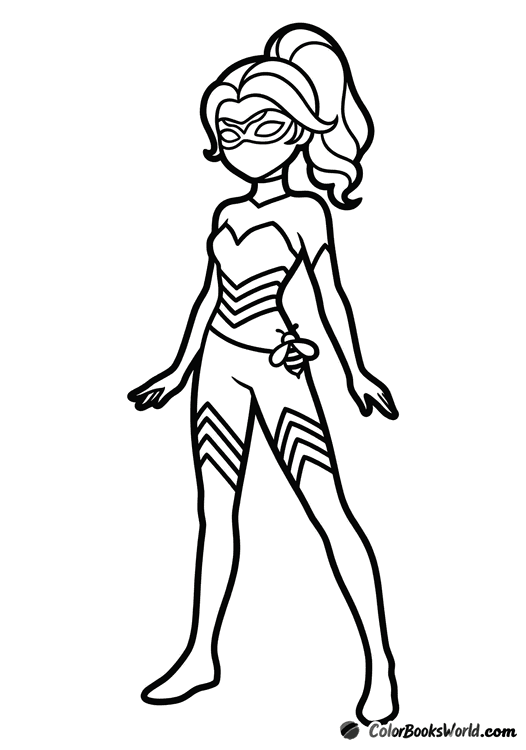 Queen Bee from Miraculous stands in a confident, heroic pose in her costume.