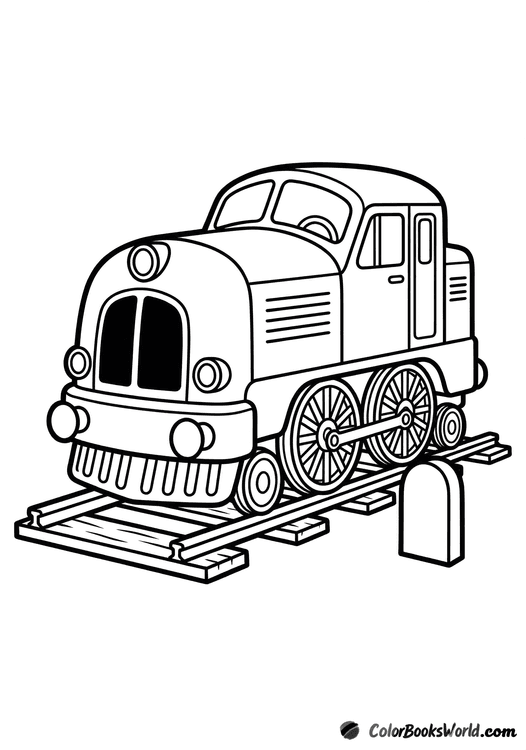 A streamlined 1950s diesel locomotive on the tracks beside a milepost marker.