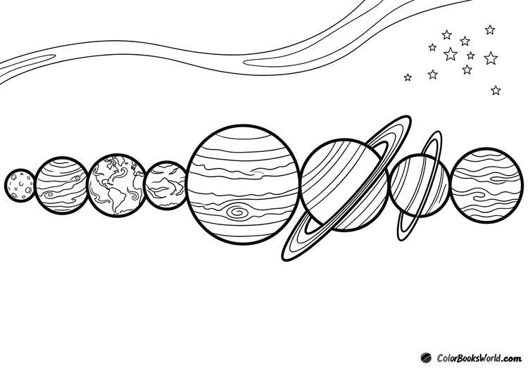 Eight planets of the Solar System lined up from Mercury to Neptune, showing relative sizes and surface details.